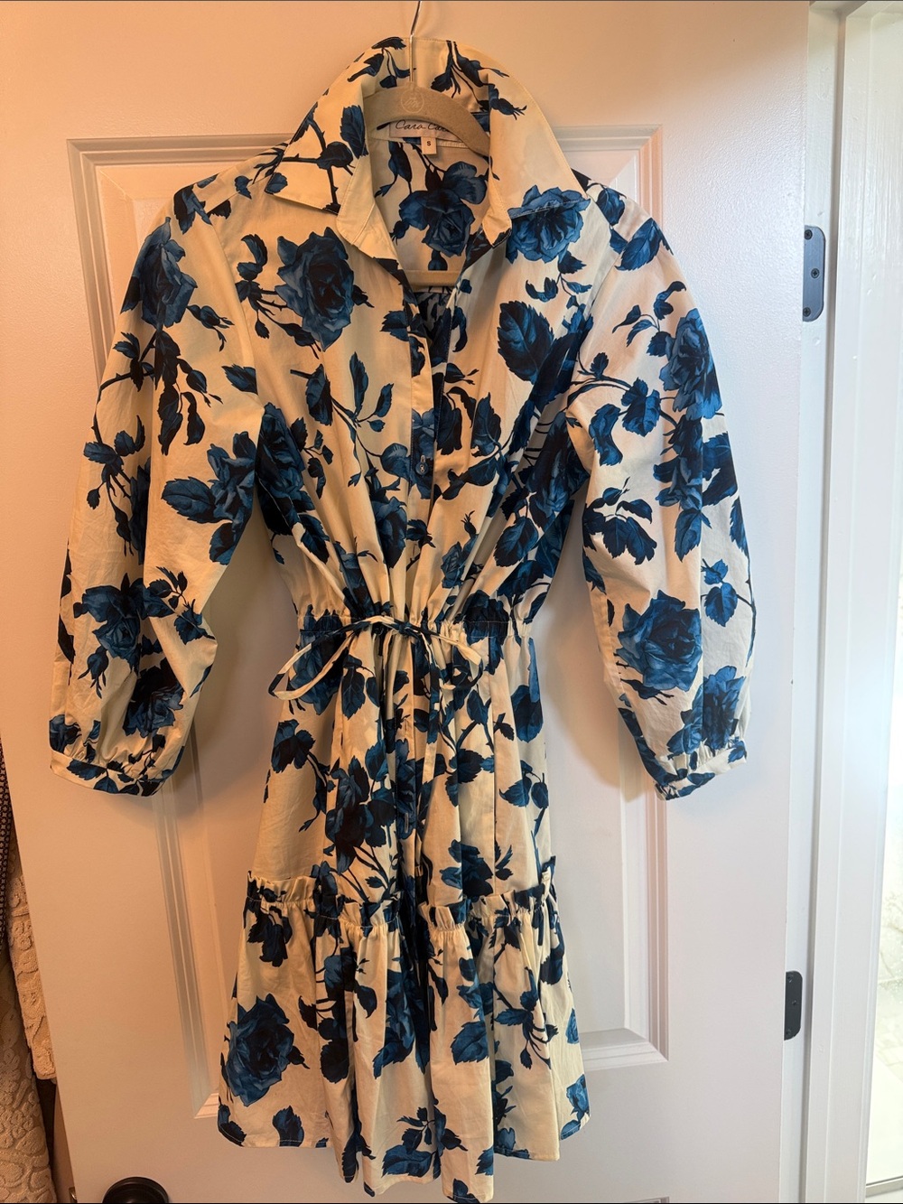 Cara Cara Robin Dress with Blue Floral Print Small $175